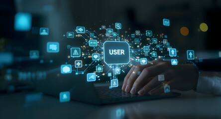 Digital user interface on laptop