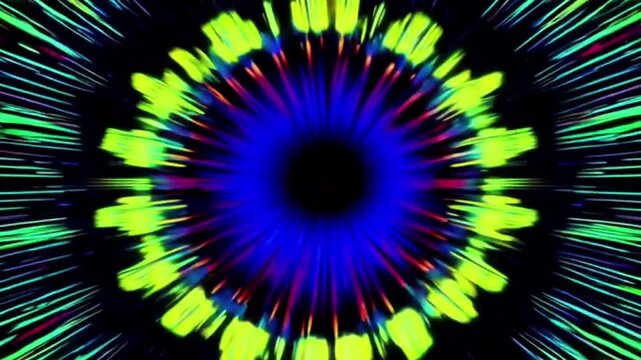 Seamless Looping Video Blue Light Tunnel Burst Animation
