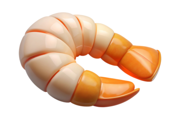 Cooked shrimp tail segment isolated on transparent background