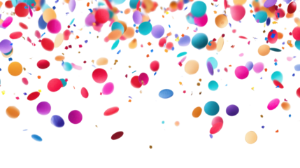 Falling  colourful circle confetties  isolated on white background 