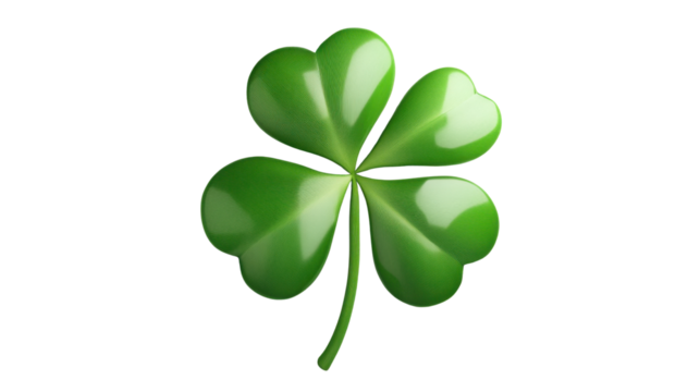 A four leaf clover 3d render icon isolated on white background 