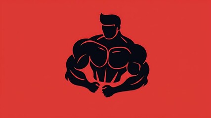 Mock up logo design for a personal fitness trainer or modern gym, featuring bold lettering, abstract muscle form, and clean typography with red and black color palette for strong and energetic brand 