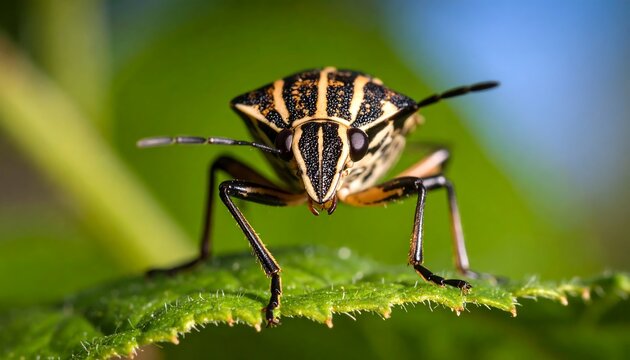 Close-up of striped insect on leaf - Powered by Adobe