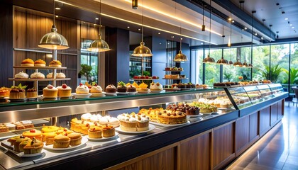 Luxury Pastry Shop Display: A Delightful Array of Cakes and Pastries