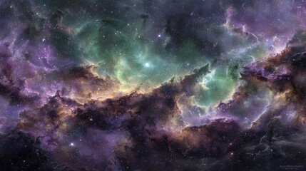 Vast Colorful Nebulae In Deep Space