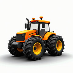 Obraz premium Wheel agricultural tracktor isolated on white background. Front side view.