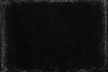 Black distressed paint texture with rough grungy border - dark artistic background
