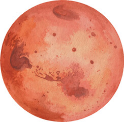 Watercolor Mars, Transparent Background © artdesign