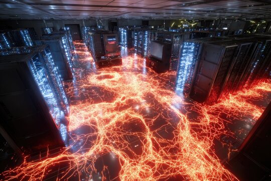 High-Tech Server Room With Glowing Connections