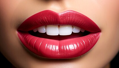 Fototapeta premium Close-up of painted lips