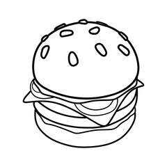 Burger line drawing. It is a vector illustration.
