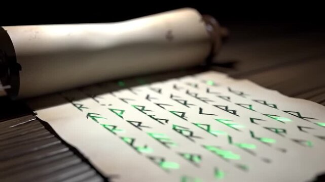 Ancient scroll with glowing runes