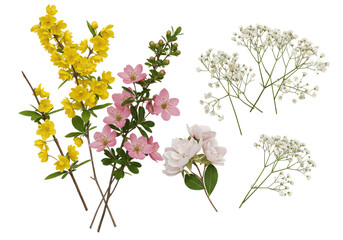 Colorful bouquet of flowers featuring yellow, pink, and white blooms arranged artistically