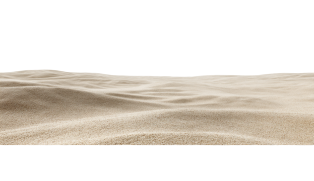 Wide shot of a vast sandy expanse.  Beige sand undulates gently across the horizontal plane.  The horizon line is subtly irregular