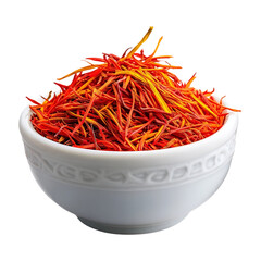 Fototapeta premium Saffron threads in a white bowl a vibrant spice