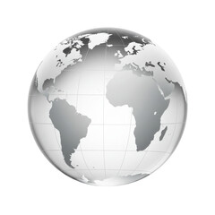 Fototapeta premium A sleek, silver globe showcasing continents, with a minimalist design ideal for educational or corporate use