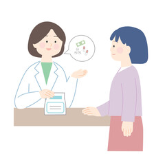 薬剤師から薬の説明を受ける女性