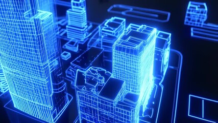 Neon city blueprint - Powered by Adobe