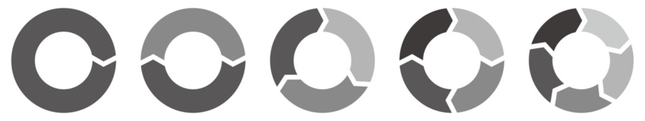 循環型プロセスを示す円形チャート図形のセット　サイクル図　循環矢印