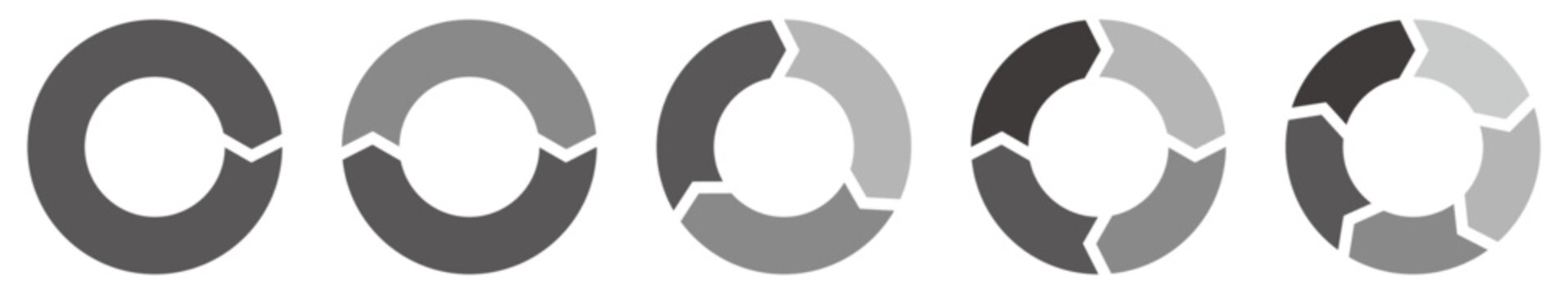 循環型プロセスを示す円形チャート図形のセット　サイクル図　循環矢印