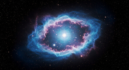 Obraz premium a bright central star, showcasing ethereal blue and pink swirling gas in deep space