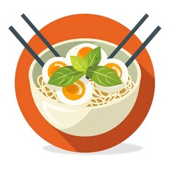 Ramen bowl with eggs and herbs