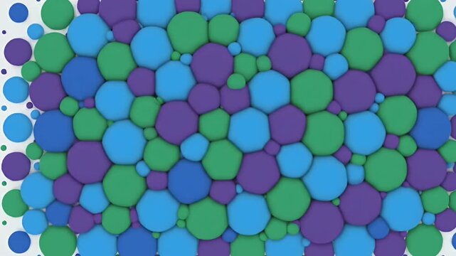 Abstract Colorful Irregular Shapes Background Design Featuring Varied Sized Circles in Blue, Green, and Purple Hues.