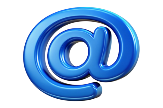 Shiny blue at symbol isolated on transparent background