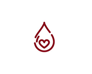 Obraz premium Red, outlined water drop with heart