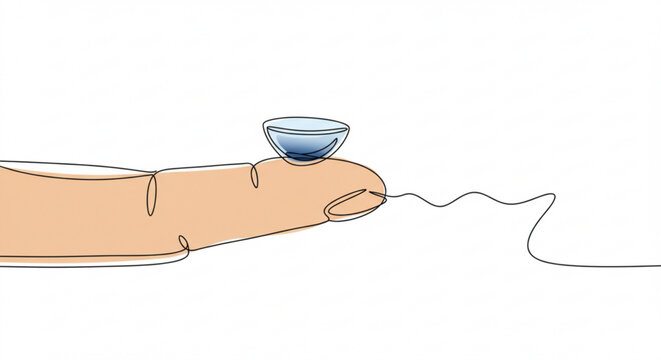 contact lens on finger, continuous line art clip art preview