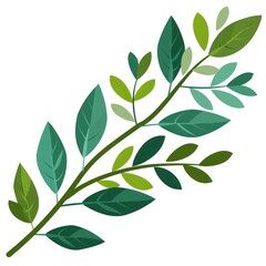 Naklejka premium A stylized branch with various shades of green leaves