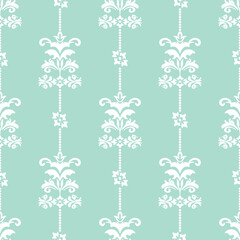 Damask classic white and pastel background pattern.Hand drawing wallpaper in style of Boroque. Seamless abstract background with repeating elements.Orient background.