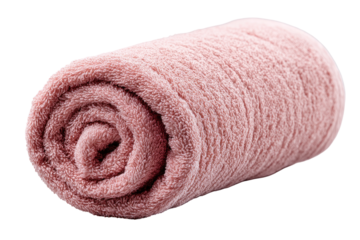 Rolled, soft, light-pink towel