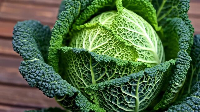 Close up of vibrant green savoy cabbage