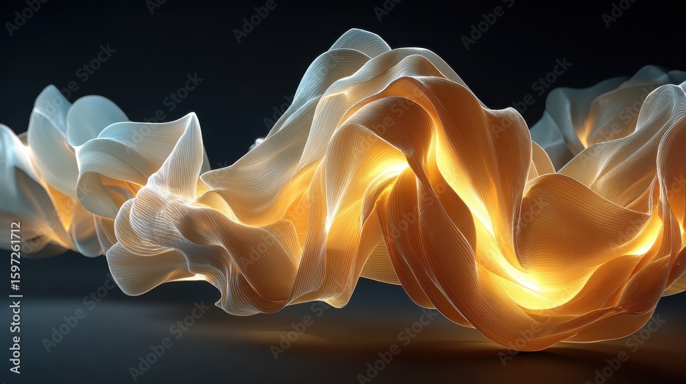 Aufkleber Abstract luminous waveform against dark backdrop background image
