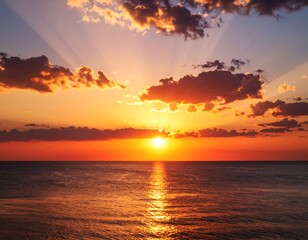 Fototapeta premium Dramatic sunset over ocean