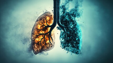 Conceptual Illustration of Human Lung with Artistic Contrast Effects