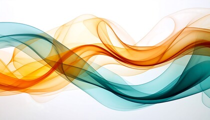 Naklejka premium Abstract flowing ribbons of orange and teal