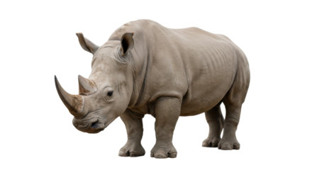 A close-up of a majestic rhinoceros standing proudly in a natural habitat