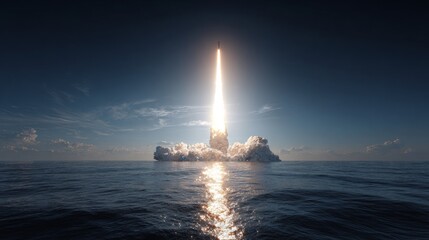 Missile defense system on launch ramp, designed to counter aerial threats with medium-range rockets. 