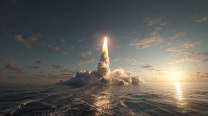 Missile defense system on launch ramp, designed to counter aerial threats with medium-range rockets. 