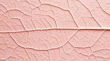 Fototapeta premium Close-up of a pale pink leaf showing detailed veins and intricate natural patterns in a soft, delicate texture.
