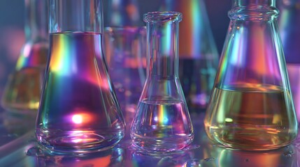 laboratory test tubes with colorful liquid