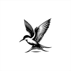Obraz premium Stylized Black and White Bird in Flight.
