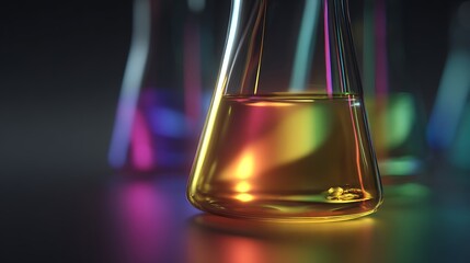 laboratory test tubes with colorful liquid