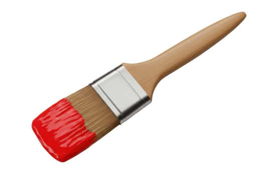 A close-up of a paintbrush with red paint, symbolizing creativity in art and design - Powered by Adobe