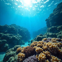 Obraz premium Beautiful scenery of the fascinating underwater world on the island of Bonaire Caribbean