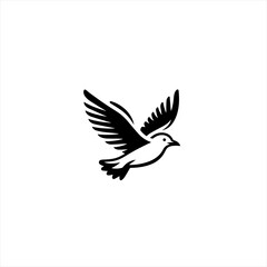 Obraz premium Stylized Black Silhouette of a Dove in Flight.