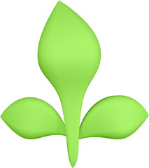 3d render of green plant leaves close up with details on a transparent isolated background