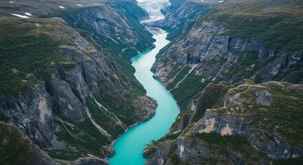 Mountain valley river scenic view